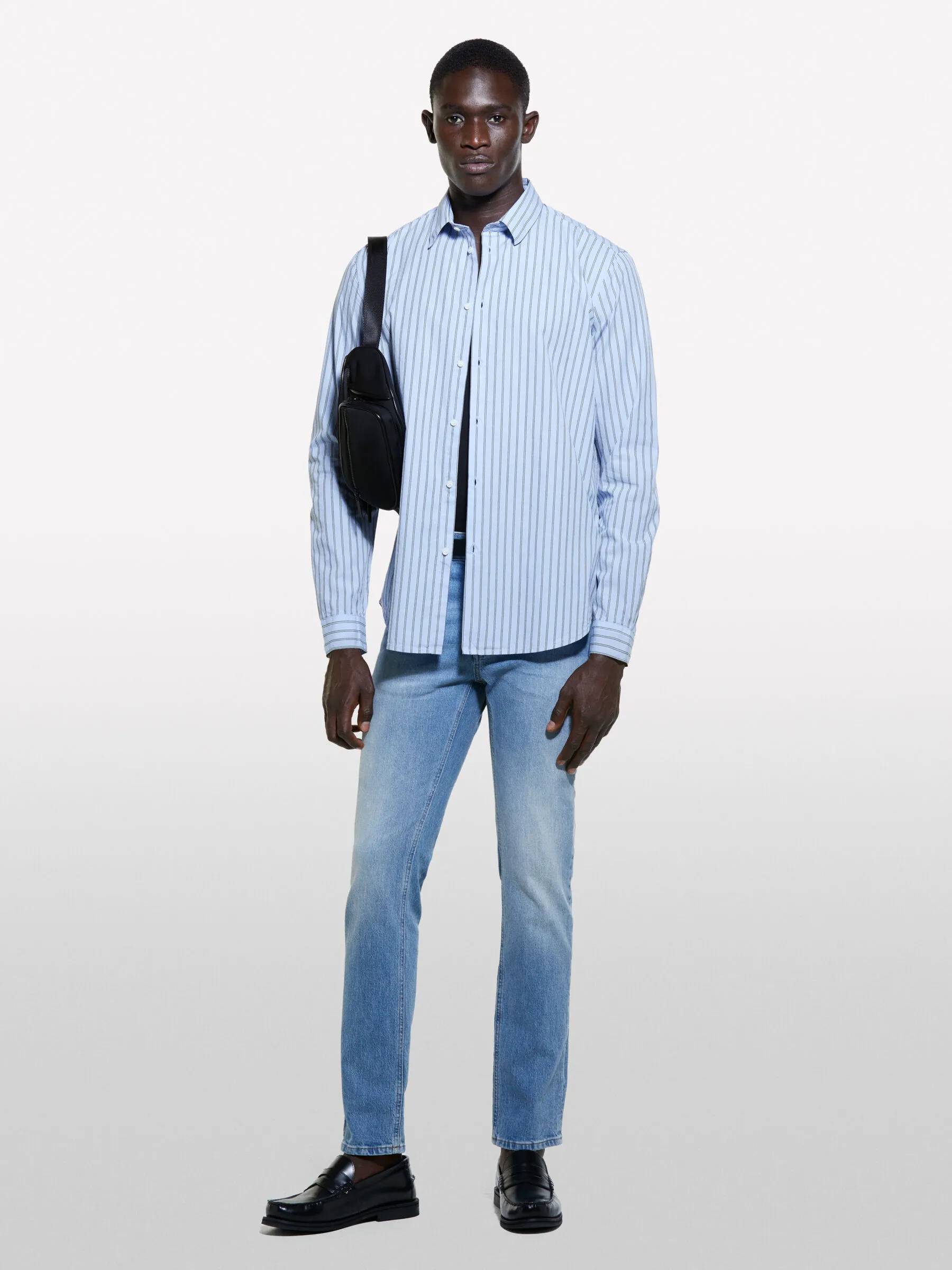 Camicia tinto filo blu