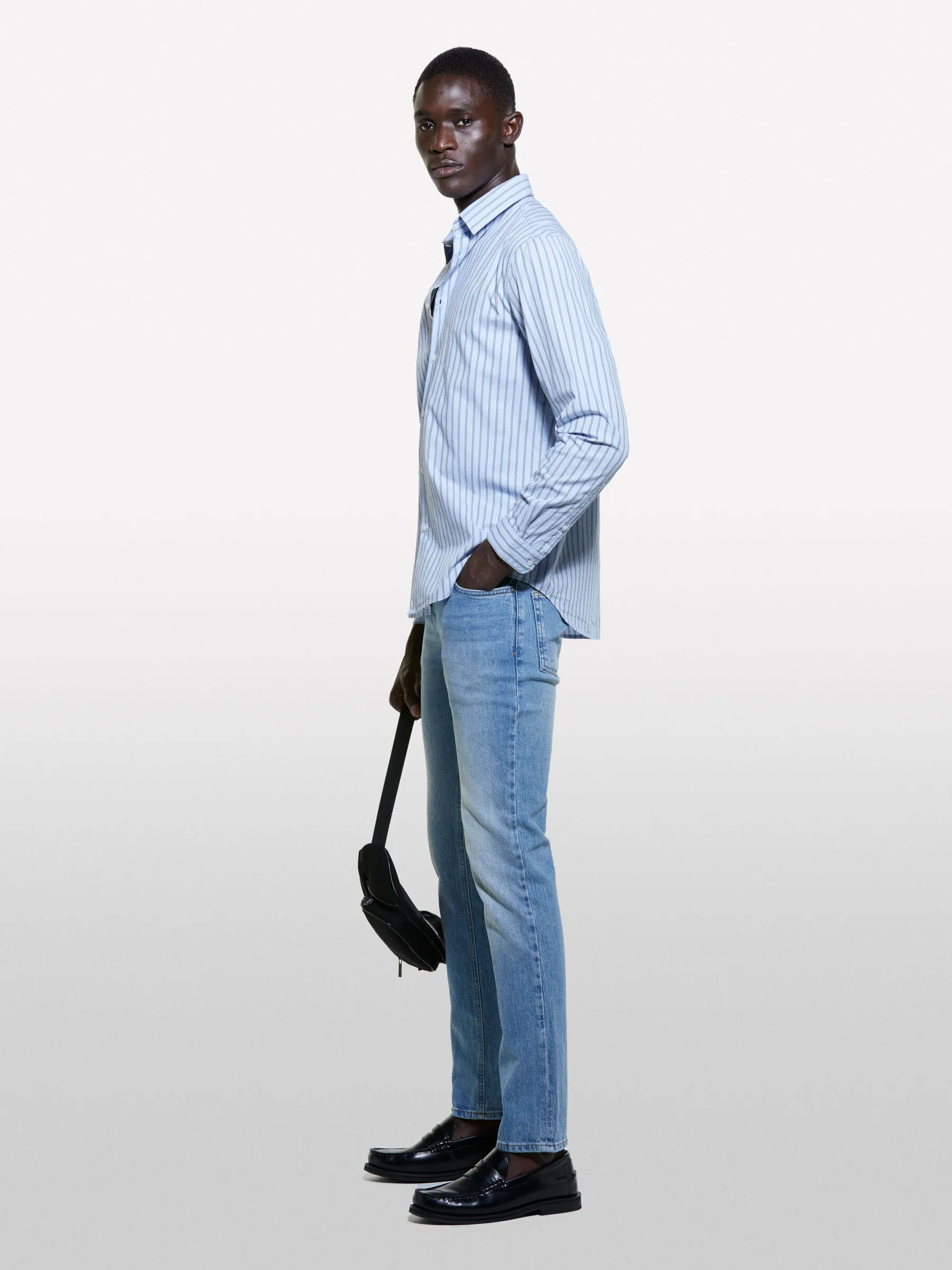 Camicia tinto filo blu