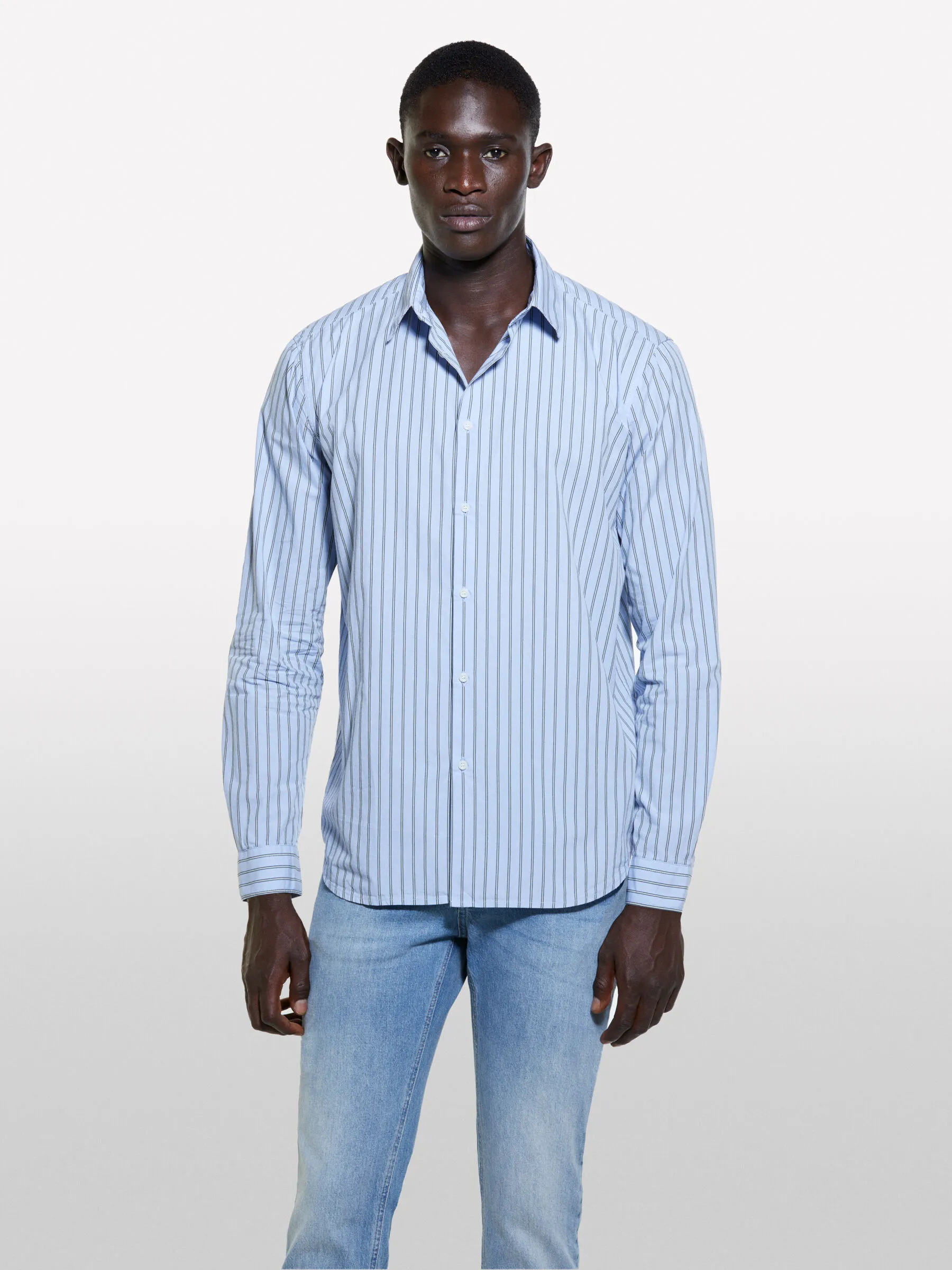 Camicia tinto filo blu