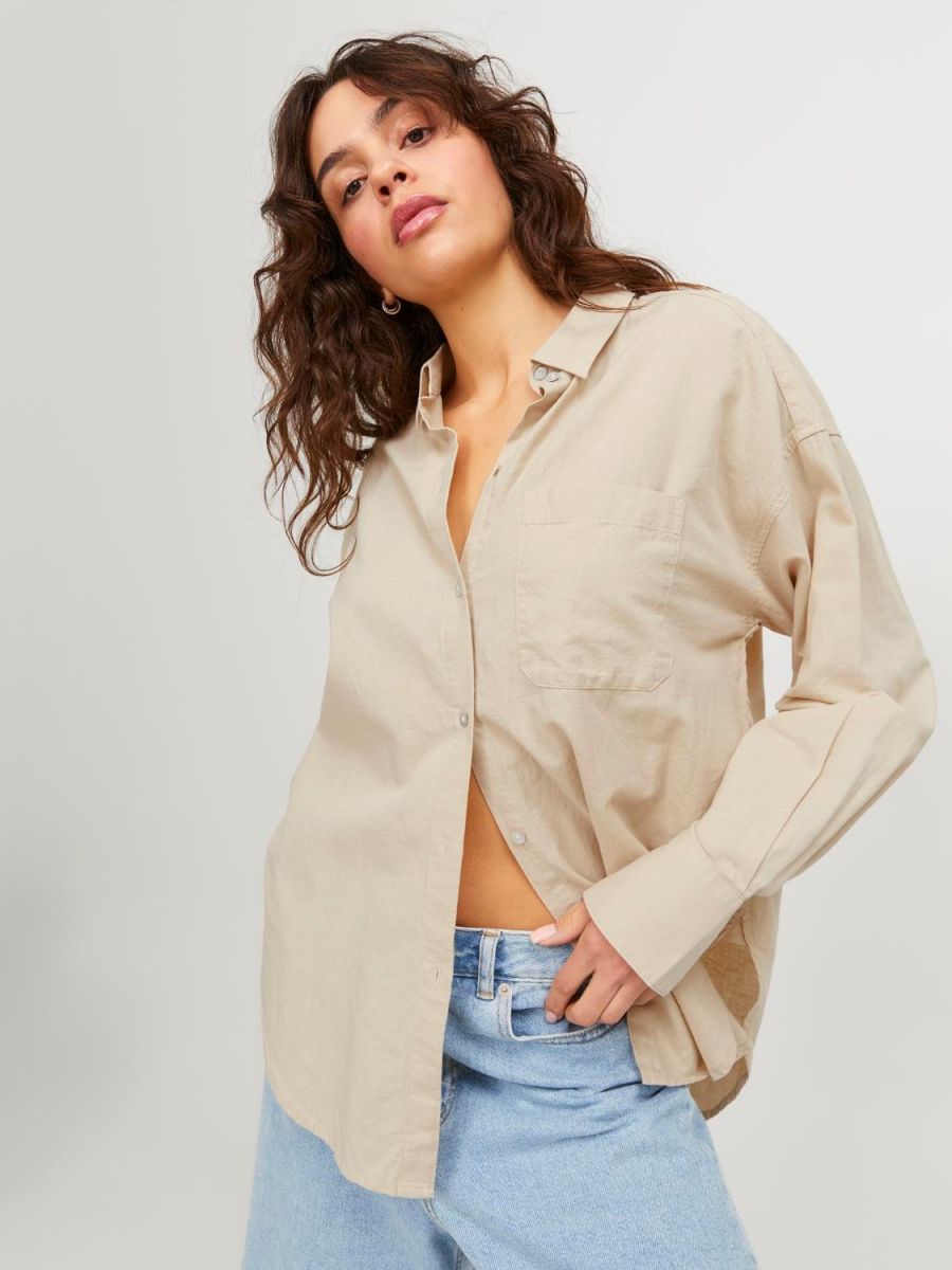 CAMICIE Donna JJXX 12231340 JAMIE LINEN CEMENT