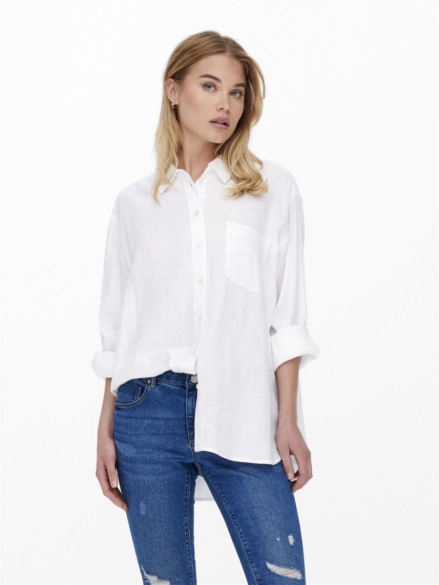 CAMICIE Donna ONLY 15259585 TOKYO LINEN SHIRT BRIGHT WHITE