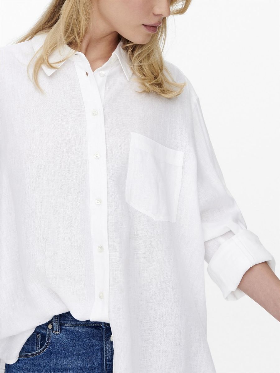 CAMICIE Donna ONLY 15259585 TOKYO LINEN SHIRT BRIGHT WHITE