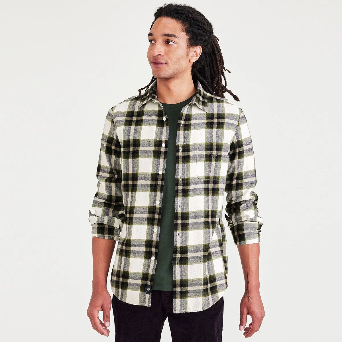 CAMICIE Uomo DOCKERS A1114 0112 - SLIM ORIGINAL FUSION FLANNEL EGRET