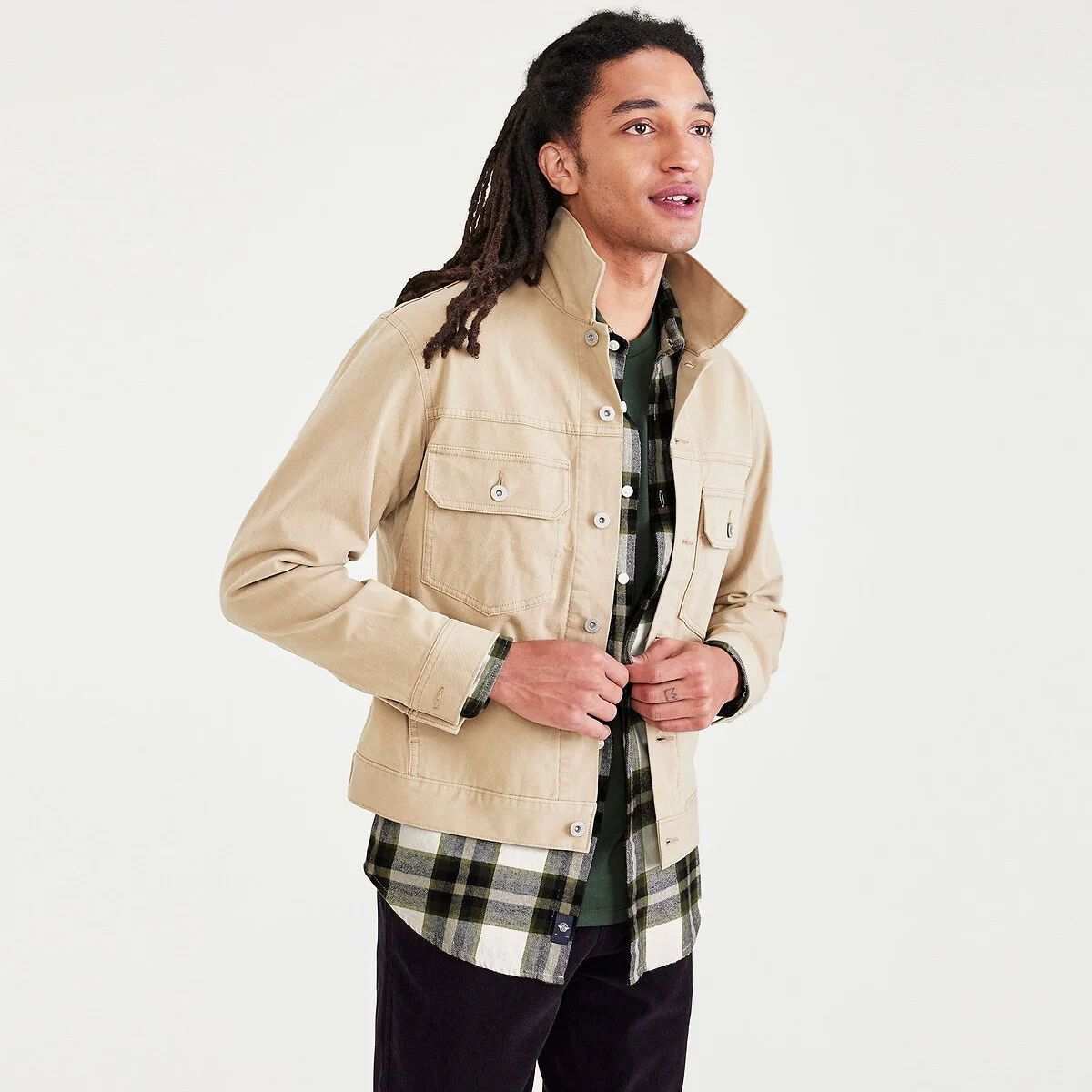 CAMICIE Uomo DOCKERS A1114 0112 - SLIM ORIGINAL FUSION FLANNEL EGRET