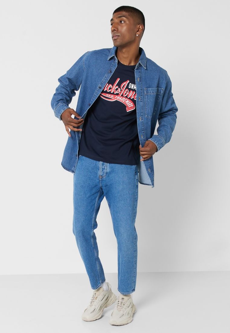 CAMICIE Uomo JACK&JONES 12224329 CREEK MEDIUM BLUE DENIM
