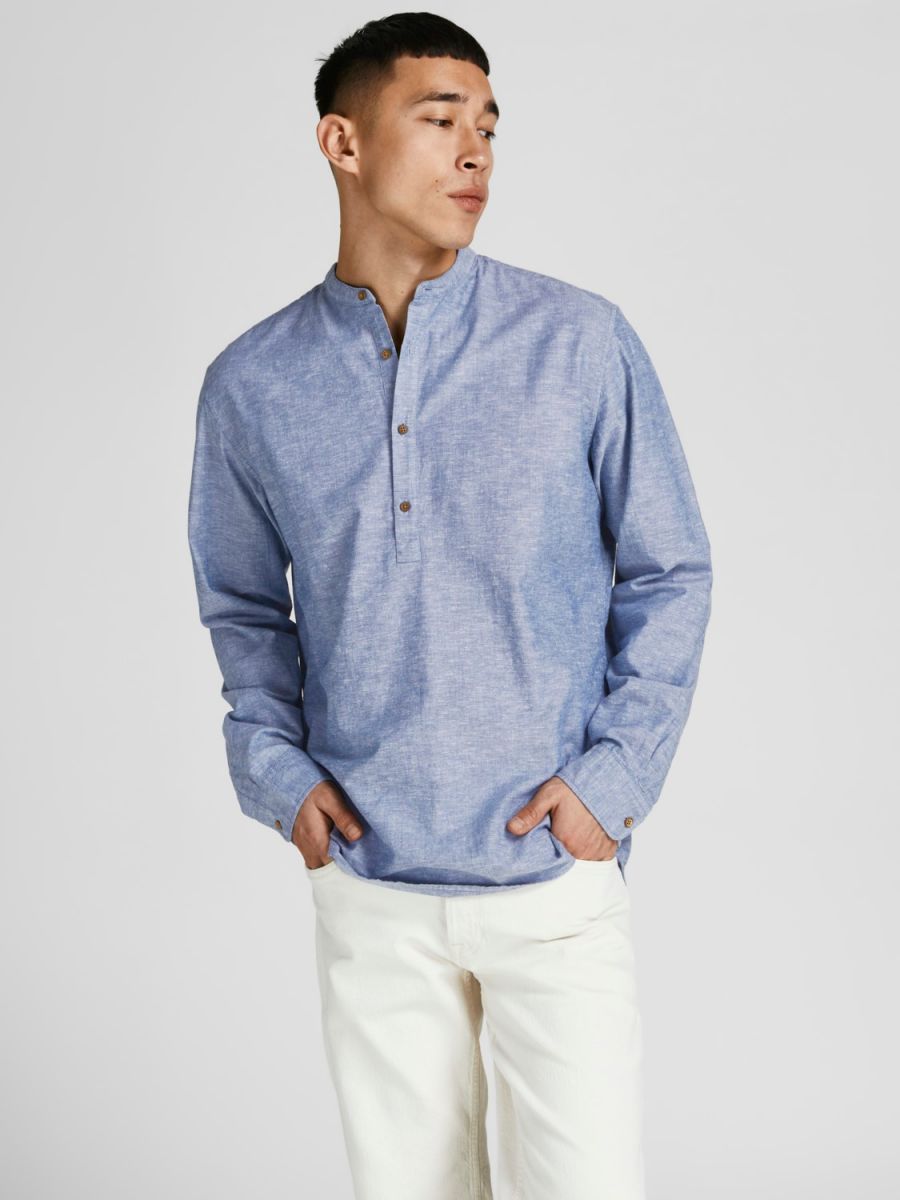 CAMICIE Uomo JACK&JONES Premium 12196822 SUMMER HALF FADED DENIM