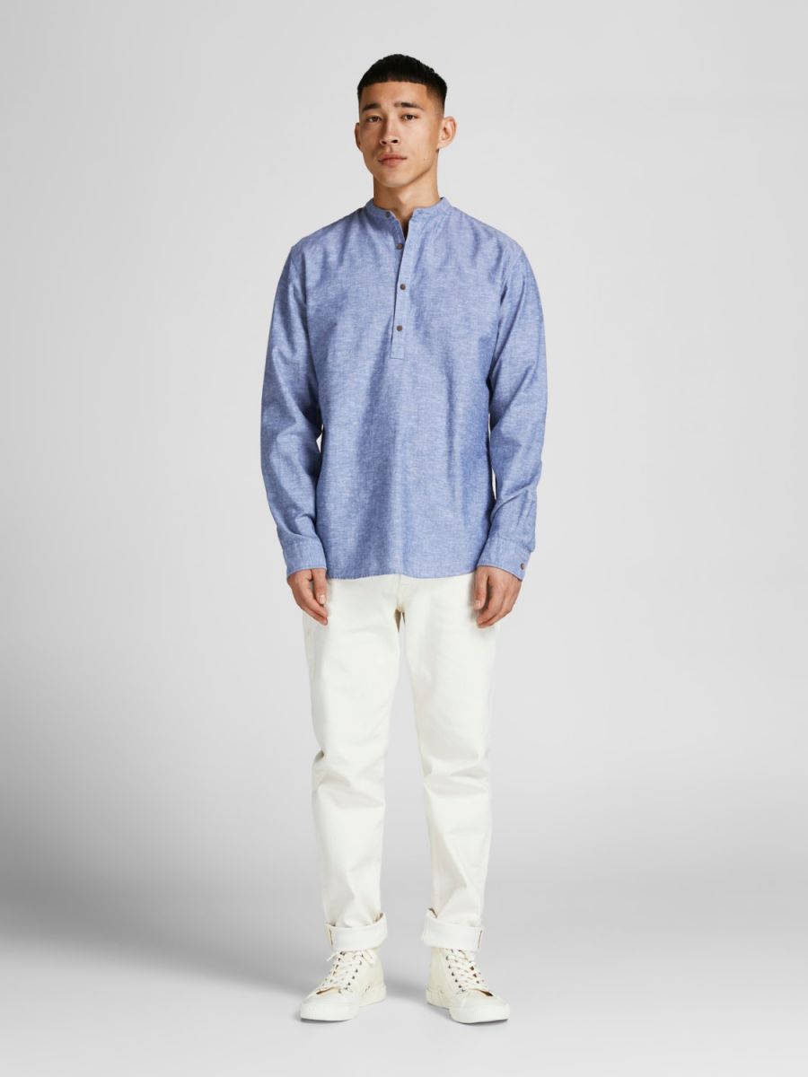 CAMICIE Uomo JACK&JONES Premium 12196822 SUMMER HALF FADED DENIM