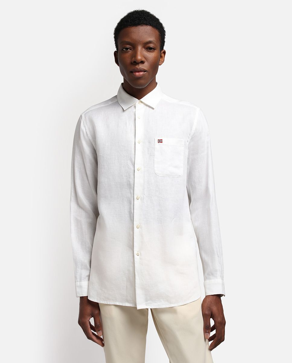 CAMICIE Uomo NAPAPIJRI G-CRETON NP0A4G2Z 002 BRIGHT WHITE