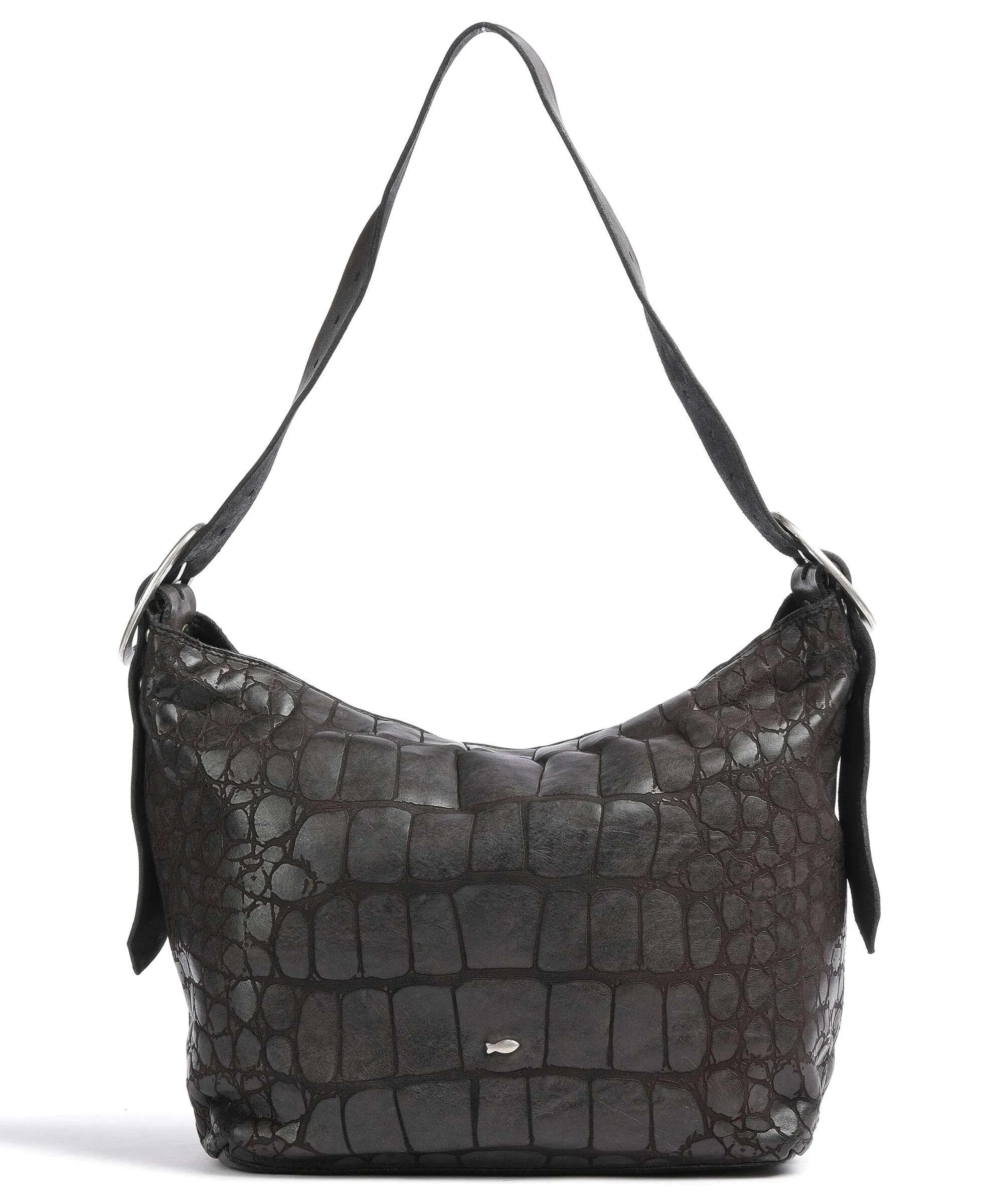  Campomaggi Borsa hobo pelle di vacchetta goffrata marrone scuro  