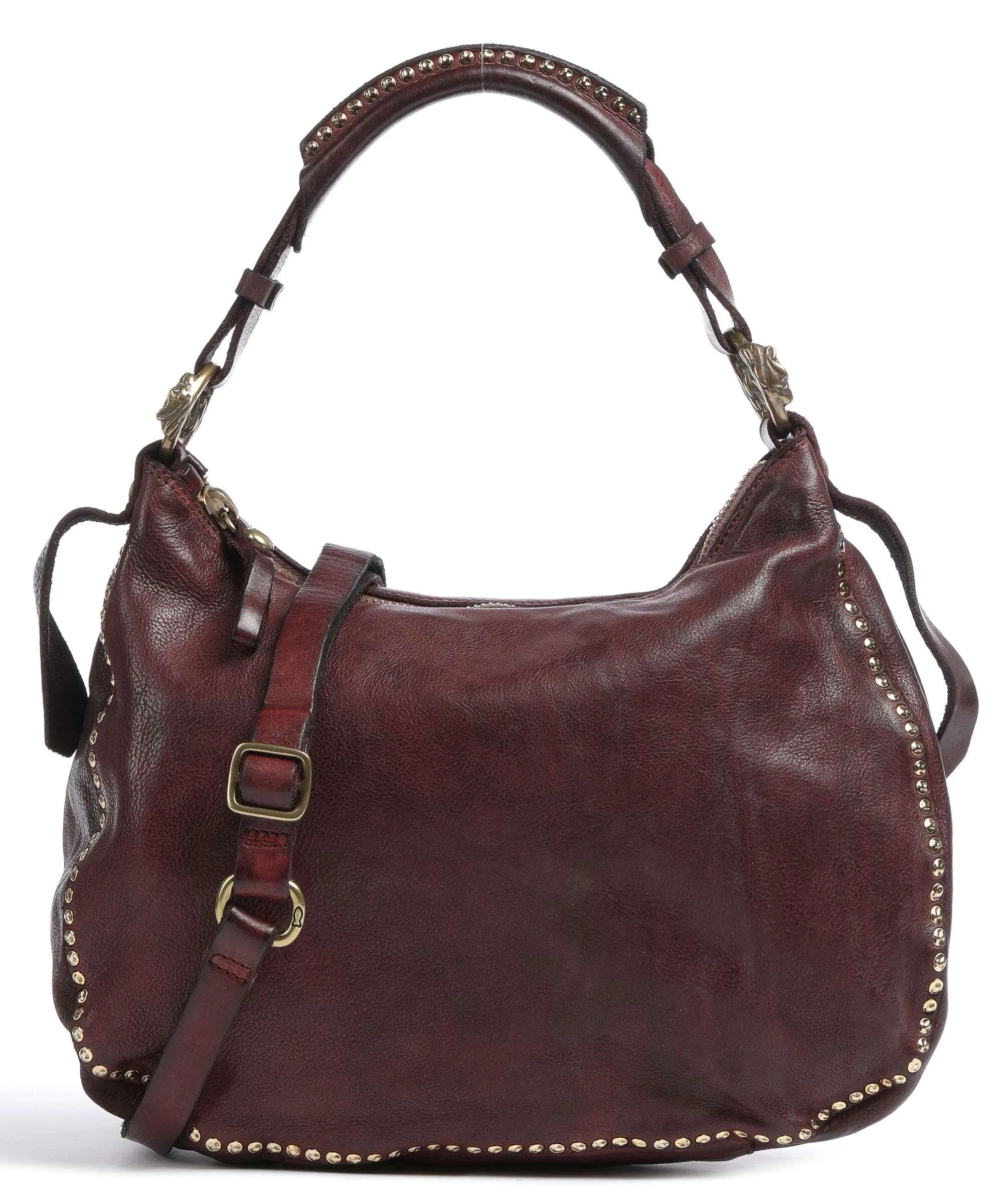 Campomaggi Borsa hobo pelle di vacchetta grana rosso scuro  