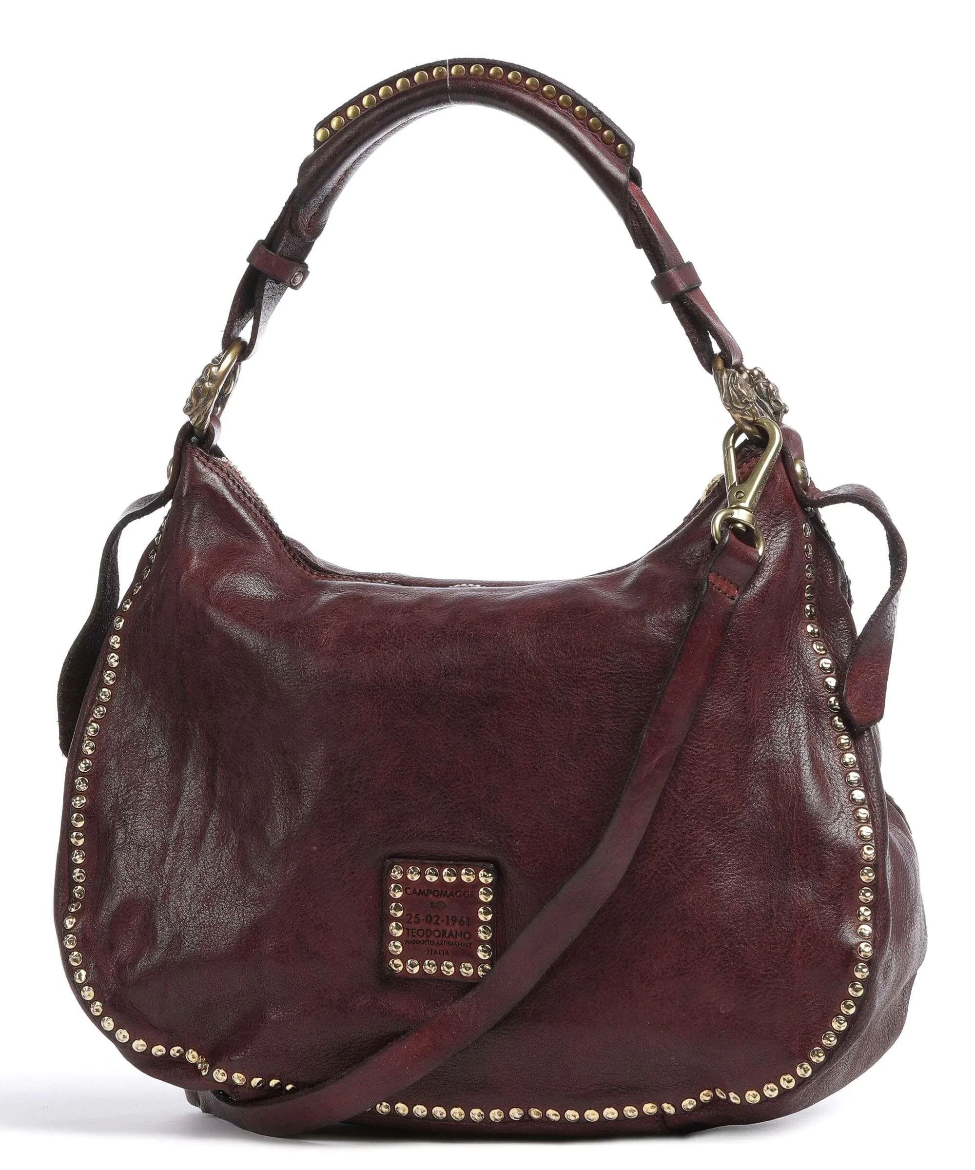  Campomaggi Borsa hobo pelle di vacchetta grana rosso scuro  