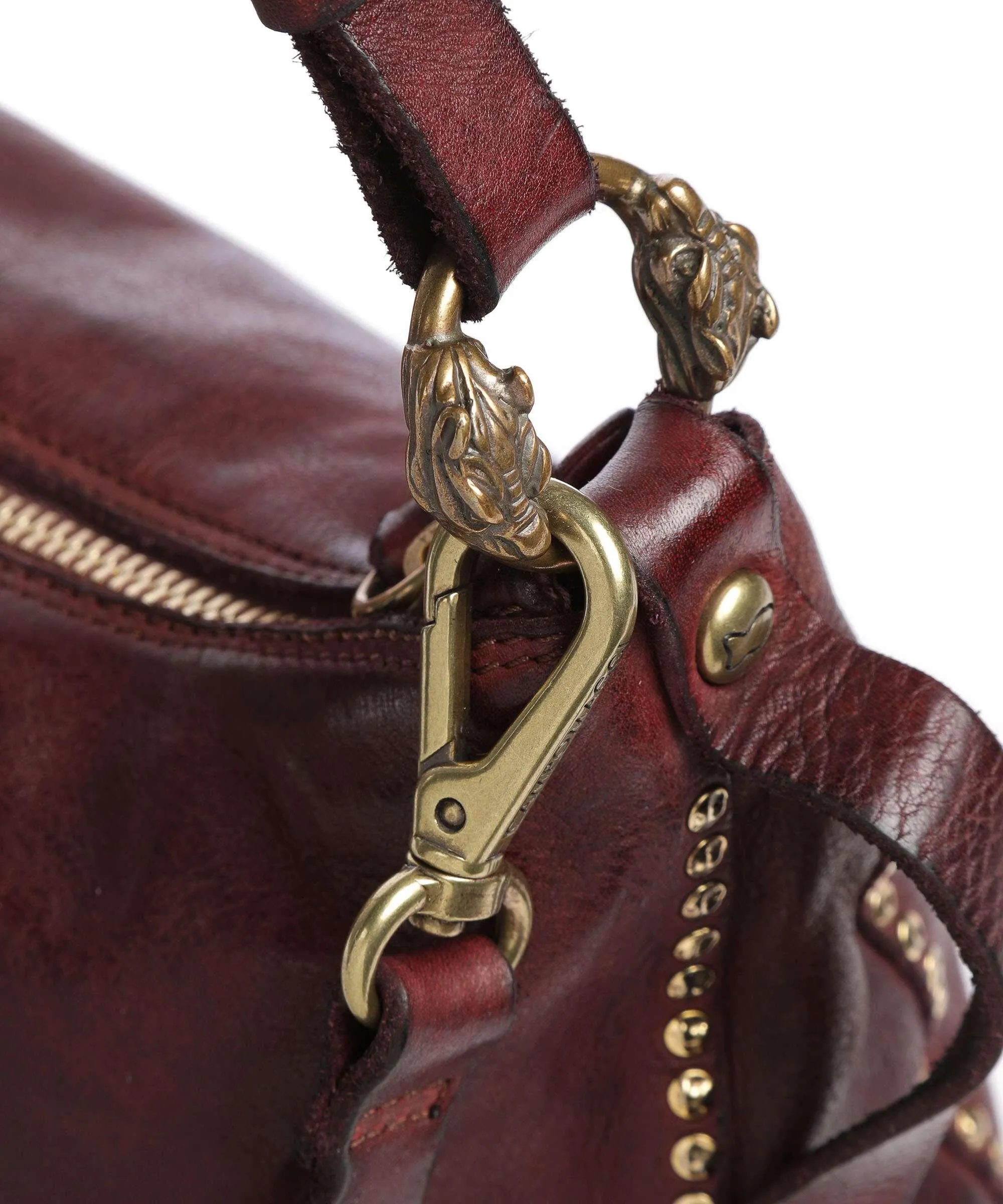  Campomaggi Borsa hobo pelle di vacchetta grana rosso scuro  