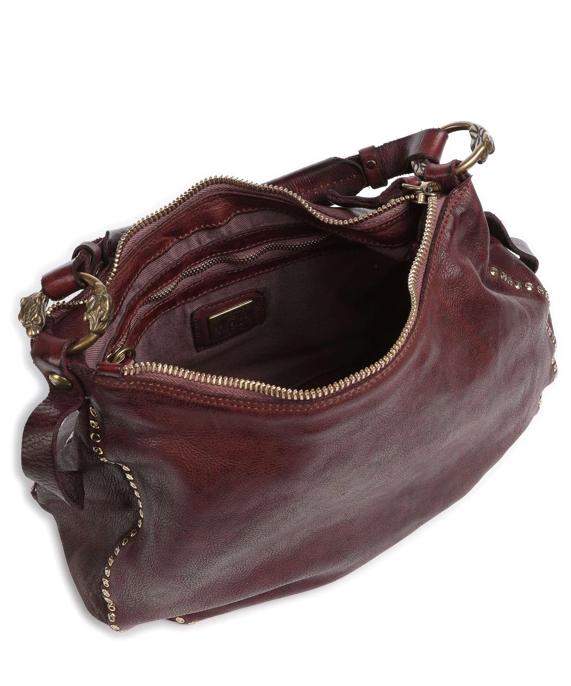  Campomaggi Borsa hobo pelle di vacchetta grana rosso scuro  