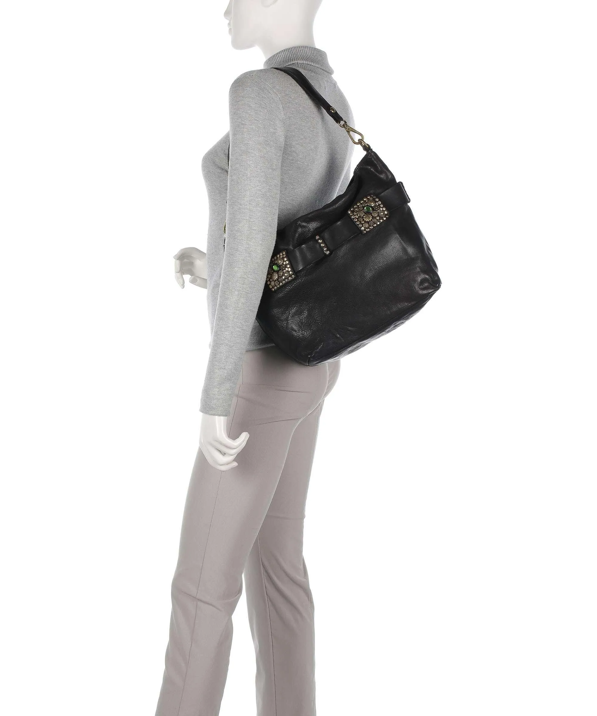  Campomaggi Prestige Borsa hobo pelle di vacchetta grana nero  