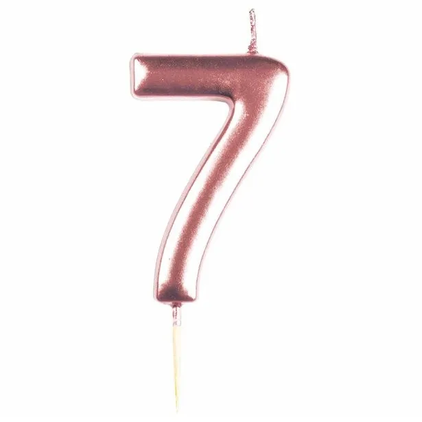 Candela per torta numero 7 oro rosa metallizzato