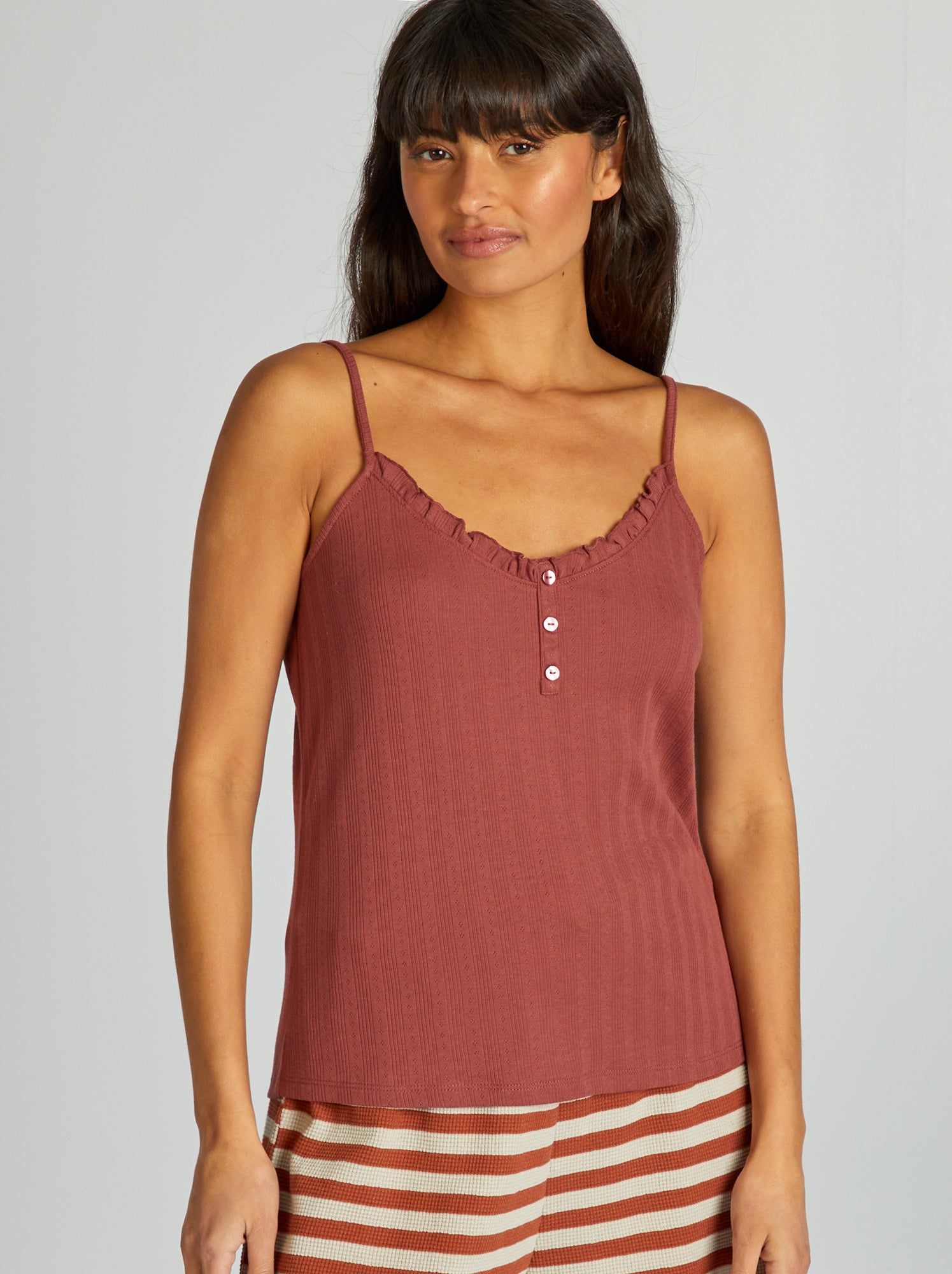 Canotta pigiama in maglia pointelle - ROSSO