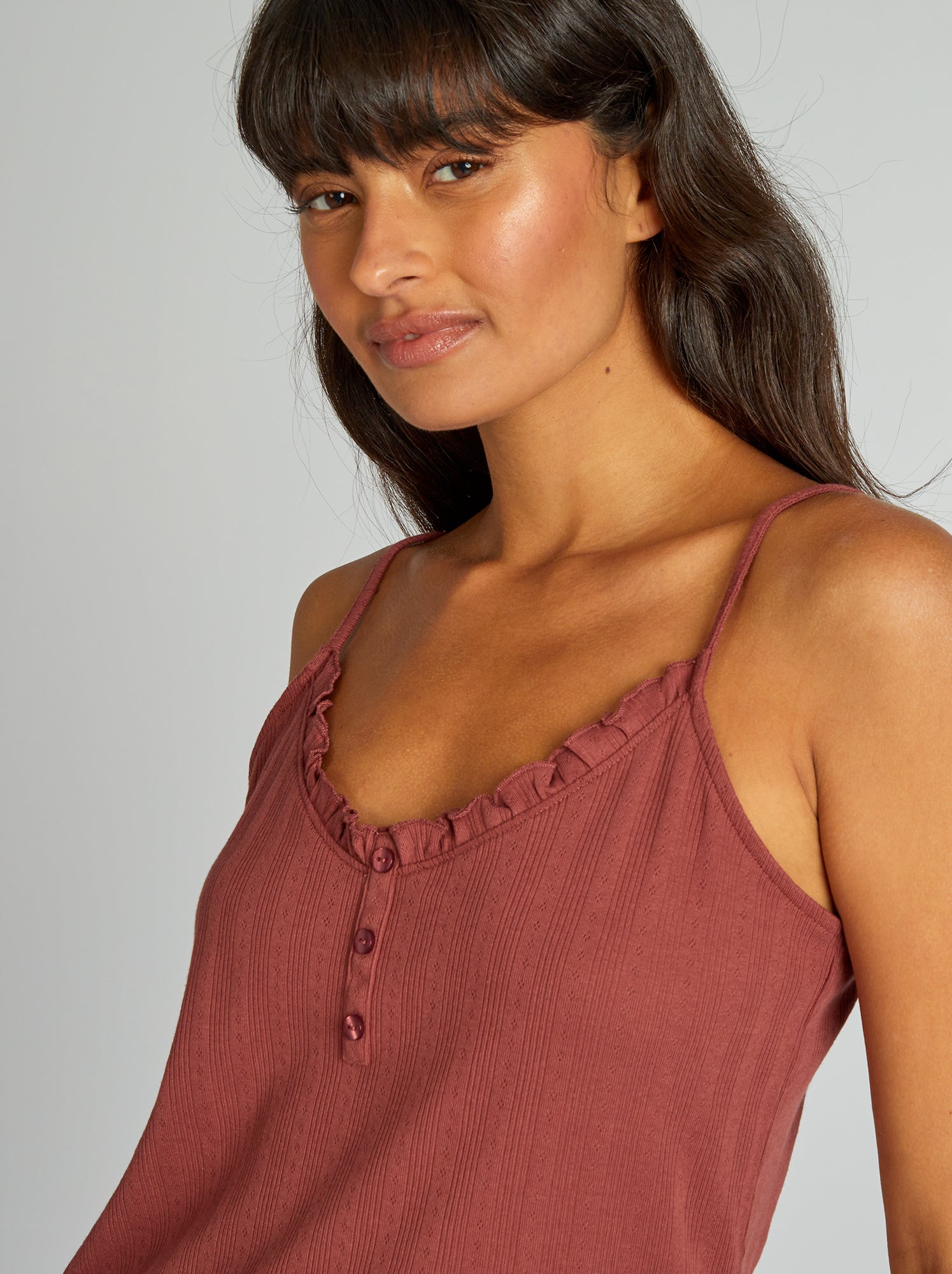 Canotta pigiama in maglia pointelle - ROSSO