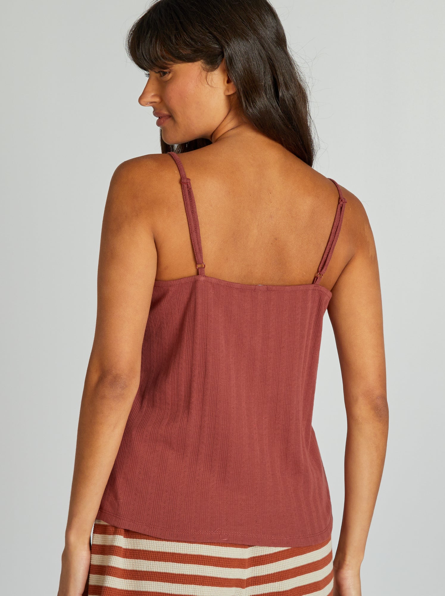 Canotta pigiama in maglia pointelle - ROSSO