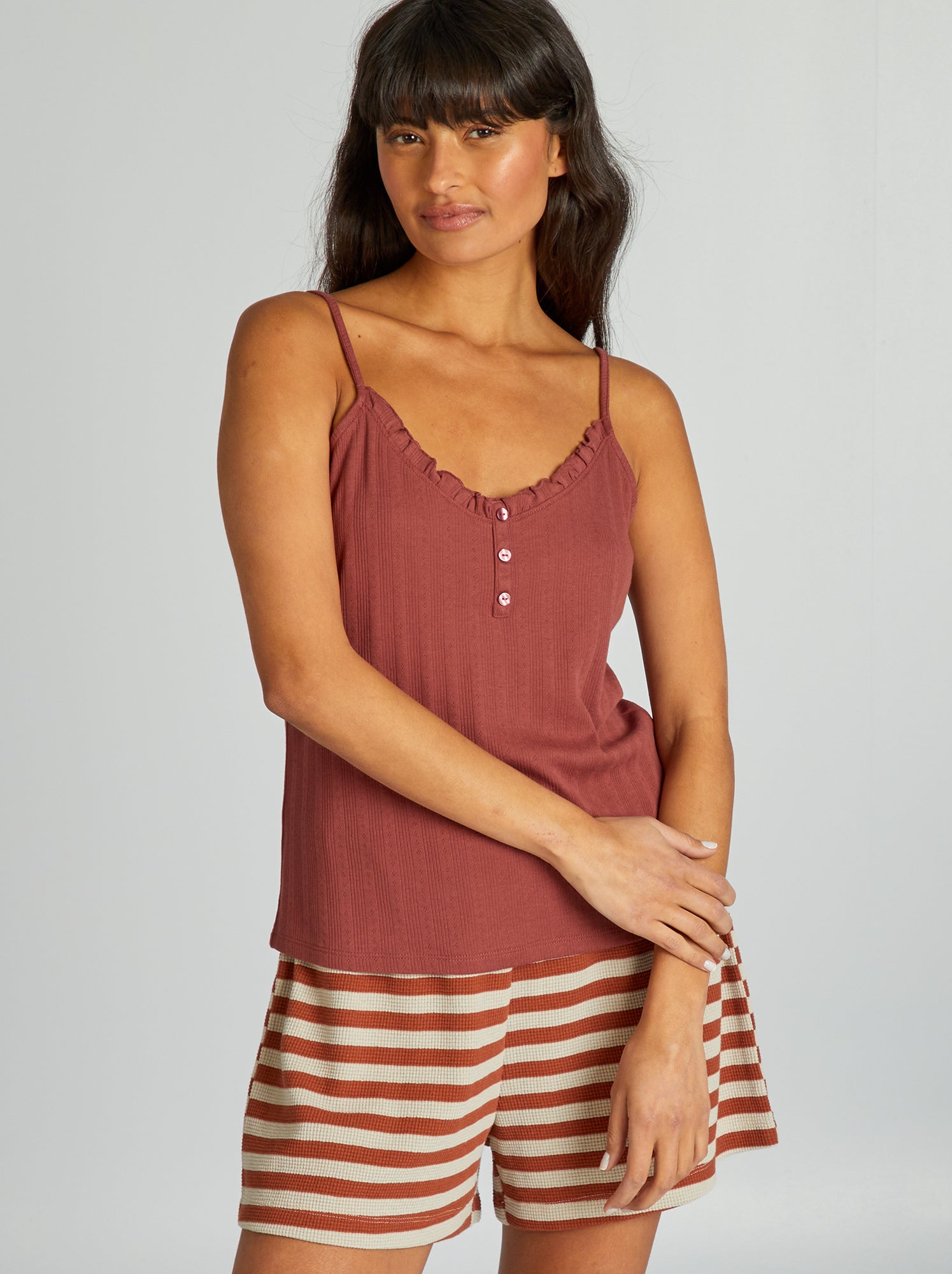 Canotta pigiama in maglia pointelle - ROSSO