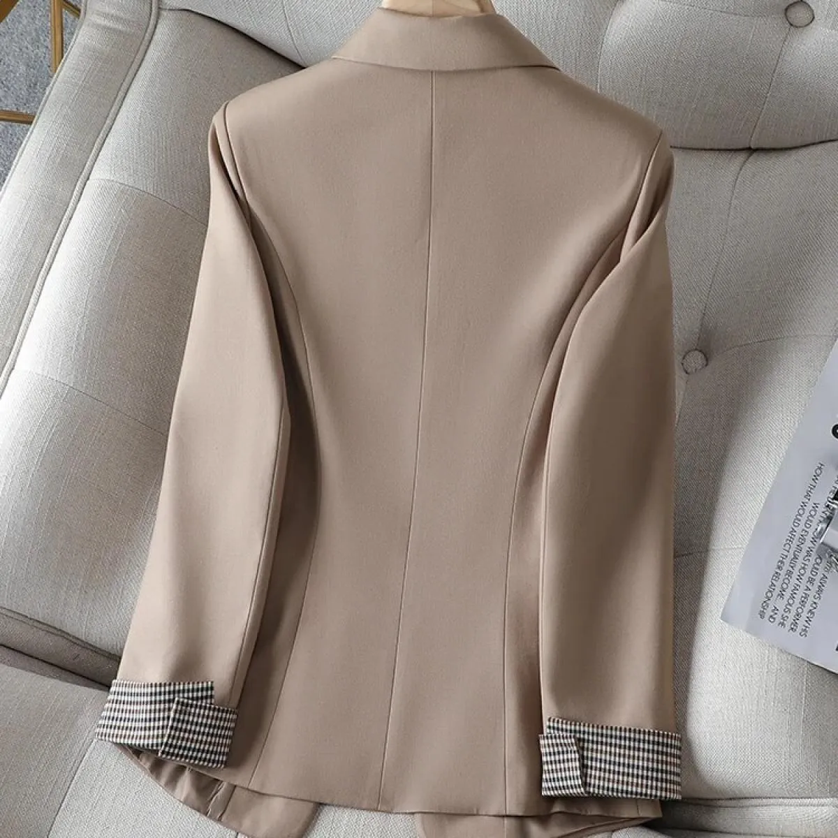 Cappotto blazer casual da donna nero marrone kaki Cappotto primavera autunno da donna manica lunga bottone singolo giacca solida