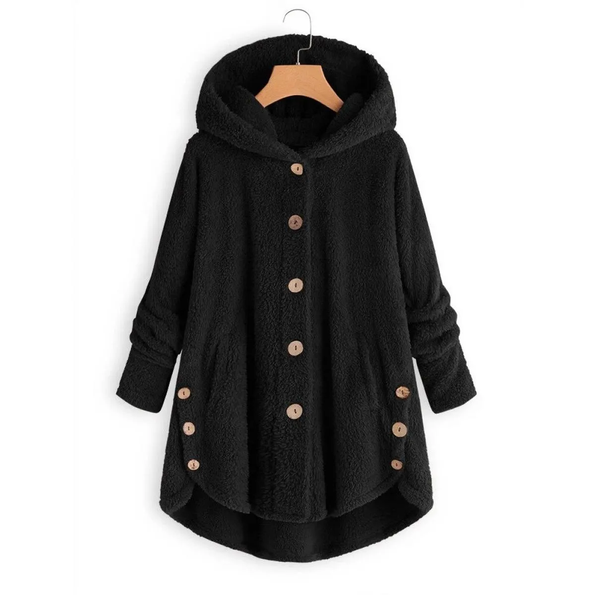 Cappotto con cappuccio per abbigliamento donna 2023 Autunno Inverno Cappotto donna Solido Moda Tuta sportiva nera Elegante femmi