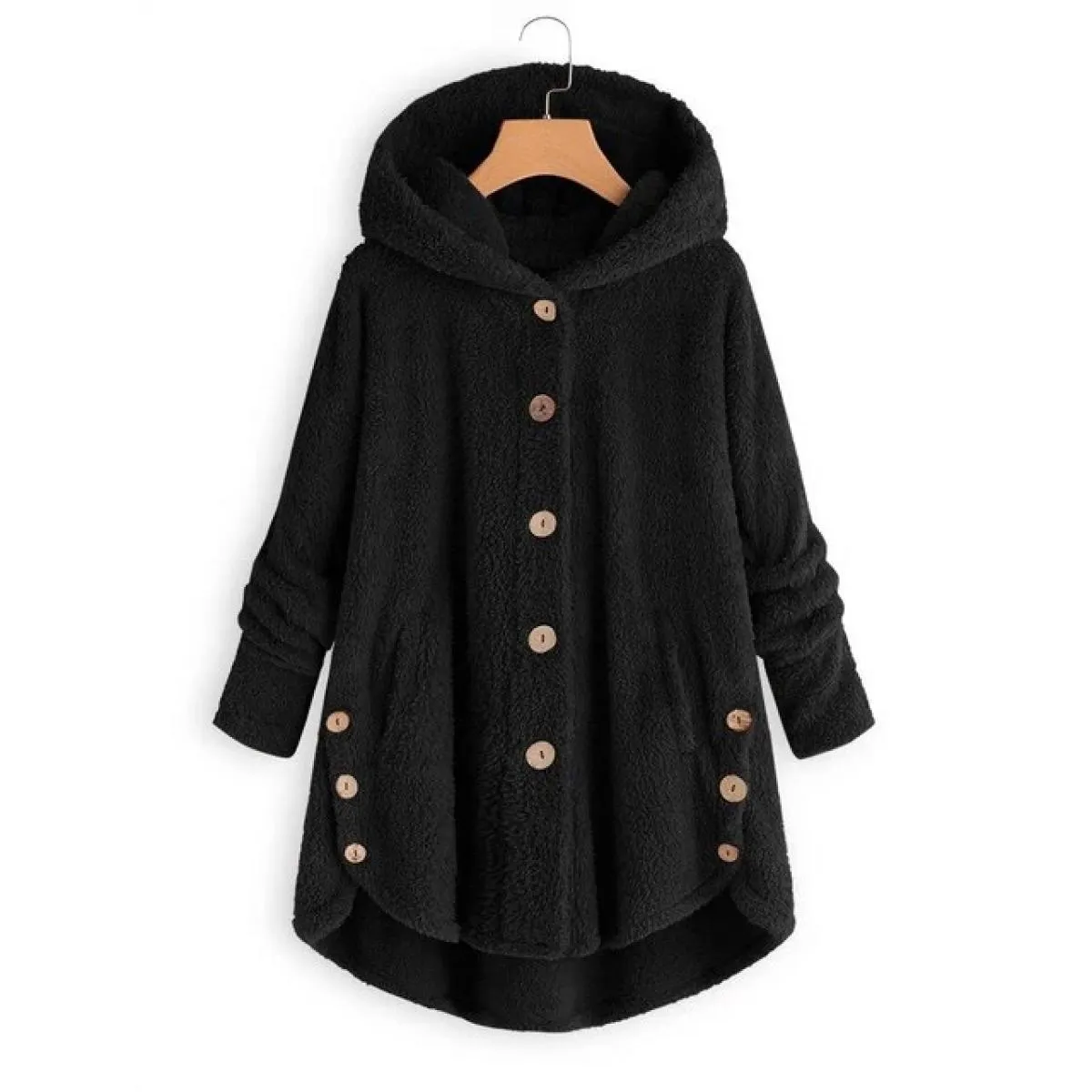 Cappotto con cappuccio per abbigliamento donna 2023 Autunno Inverno Cappotto donna Solido Moda Tuta sportiva nera Elegante femmi