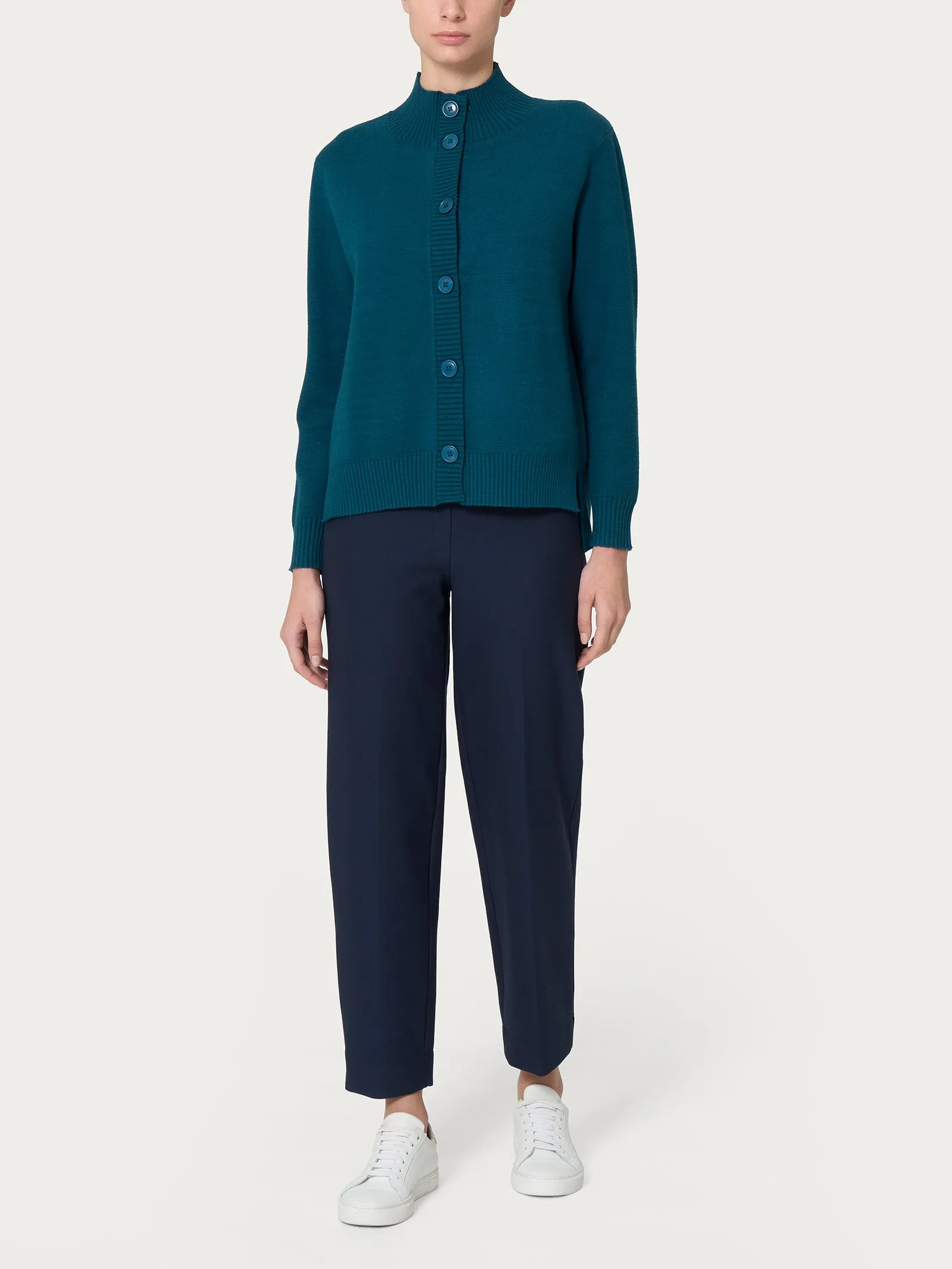 Cardigan aperto con bottoni in super soft - Nero