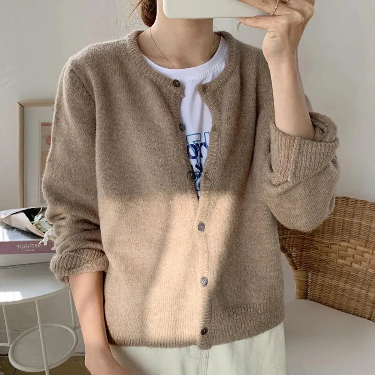 Cardigan Cappotto lavorato a maglia Donna Primavera Inverno Outfit Nuova giacca retrò a maniche lunghe in maglia Giacca esterna