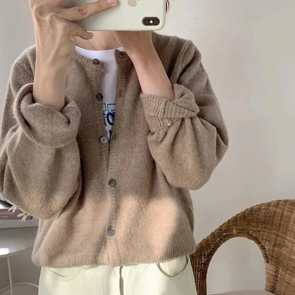Cardigan Cappotto lavorato a maglia Donna Primavera Inverno Outfit Nuova giacca retrò a maniche lunghe in maglia Giacca esterna