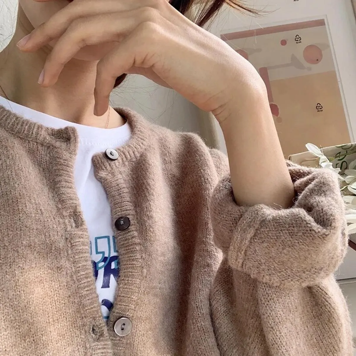 Cardigan Cappotto lavorato a maglia Donna Primavera Inverno Outfit Nuova giacca retrò a maniche lunghe in maglia Giacca esterna