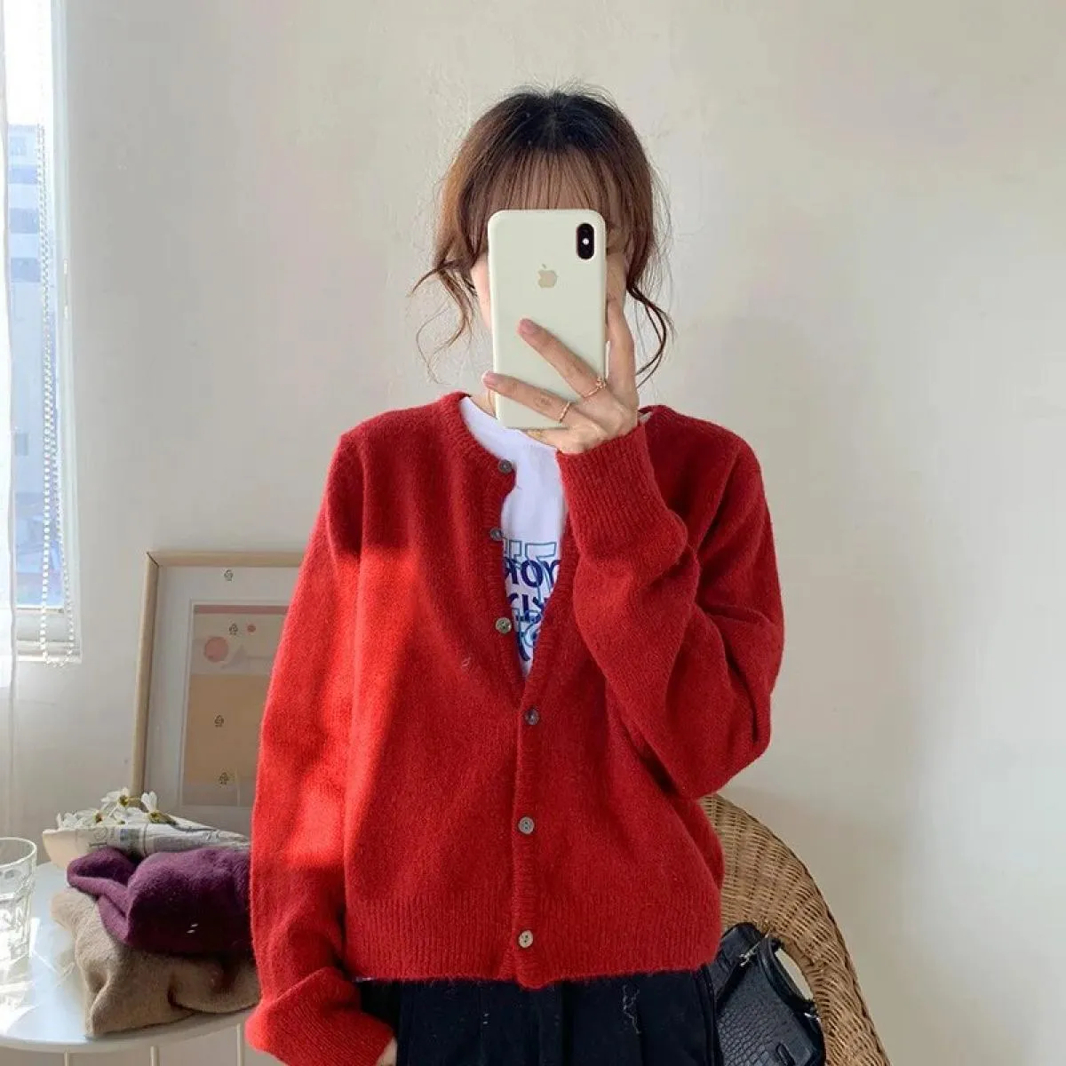 Cardigan Cappotto lavorato a maglia Donna Primavera Inverno Outfit Nuova giacca retrò a maniche lunghe in maglia Giacca esterna