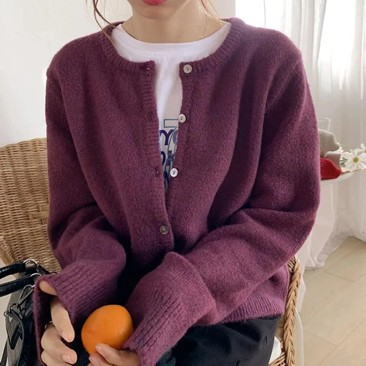Cardigan Cappotto lavorato a maglia Donna Primavera Inverno Outfit Nuova giacca retrò a maniche lunghe in maglia Giacca esterna