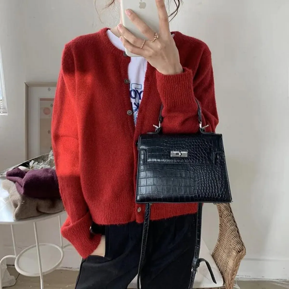 Cardigan Cappotto lavorato a maglia Donna Primavera Inverno Outfit Nuova giacca retrò a maniche lunghe in maglia Giacca esterna