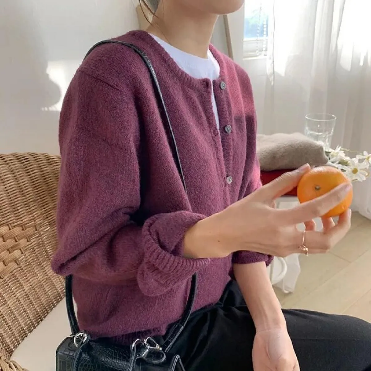 Cardigan Cappotto lavorato a maglia Donna Primavera Inverno Outfit Nuova giacca retrò a maniche lunghe in maglia Giacca esterna