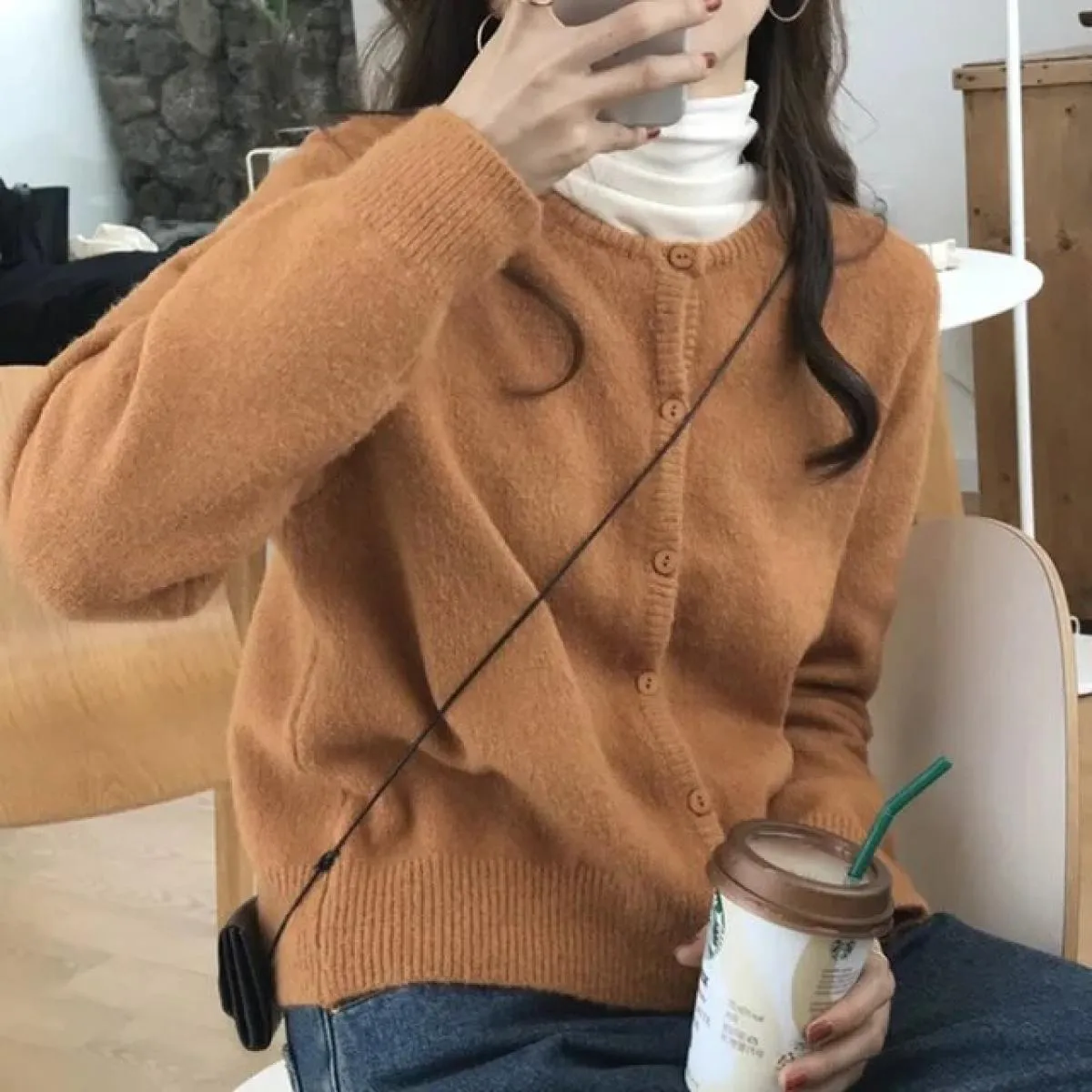 Cardigan Cappotto lavorato a maglia Donna Primavera Inverno Outfit Nuova giacca retrò a maniche lunghe in maglia Giacca esterna