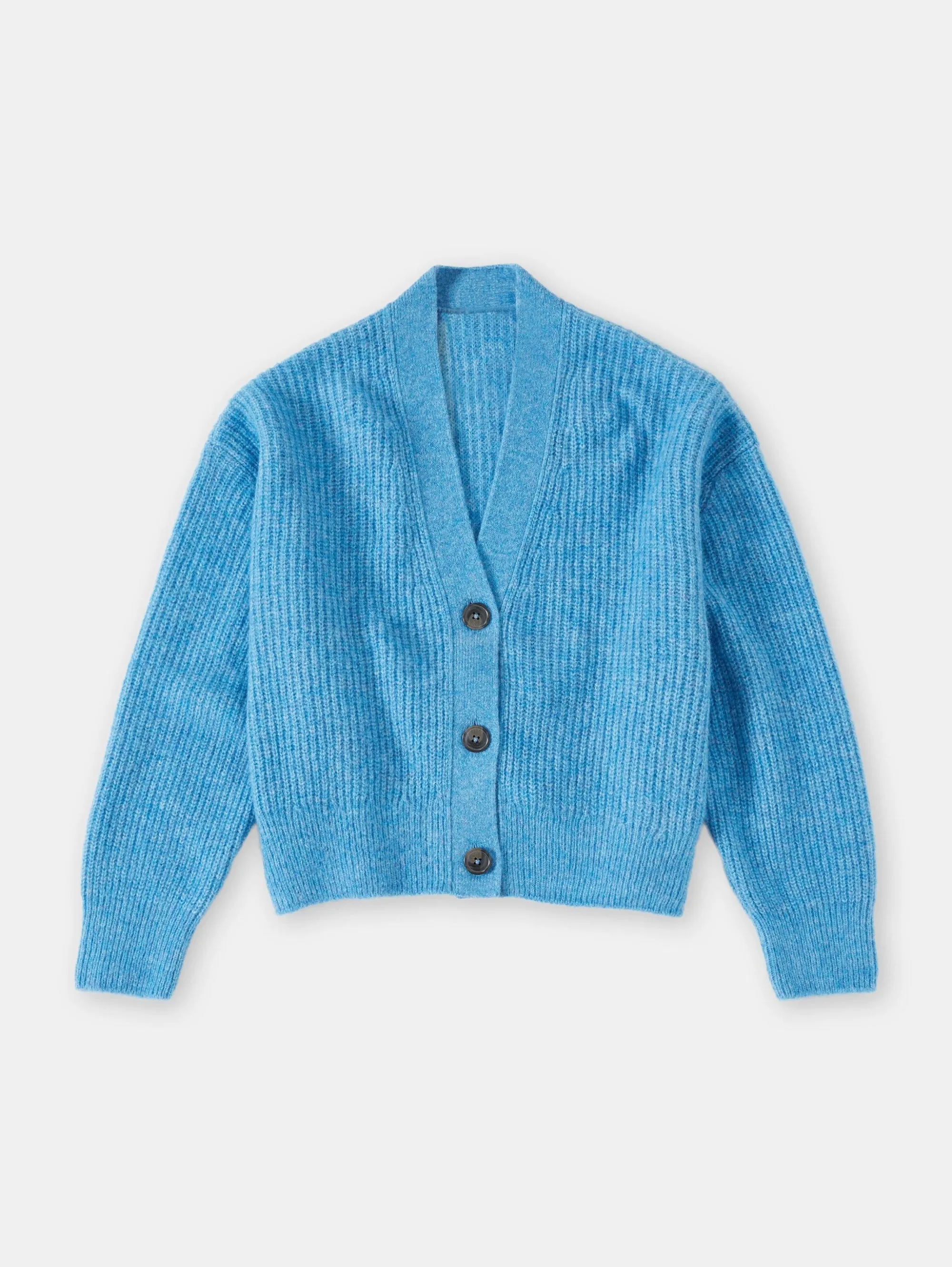 Cardigan con Scollo a V in Misto Alpaca Blu
