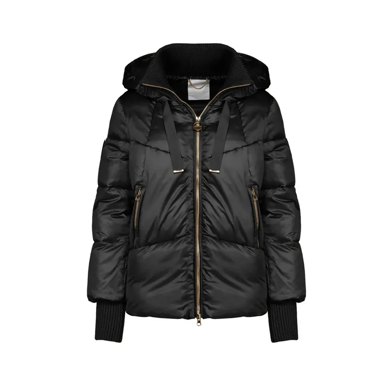 Censured women's down jacket with ribbed knit insert JWC010TNTT3 90 black