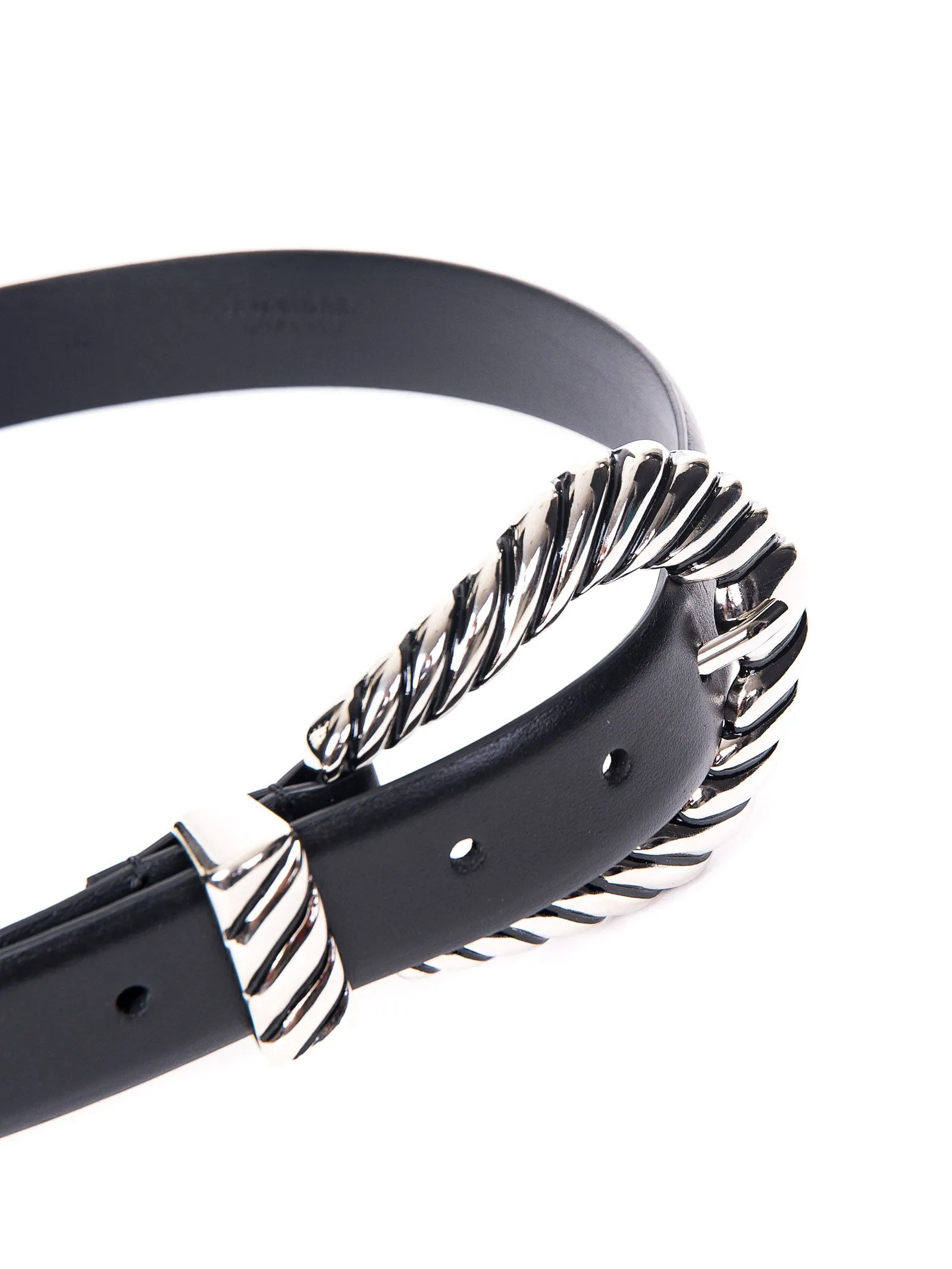 CINTURA NERA IN PELLE CON FIBBIA IN METALLO ARGENTO