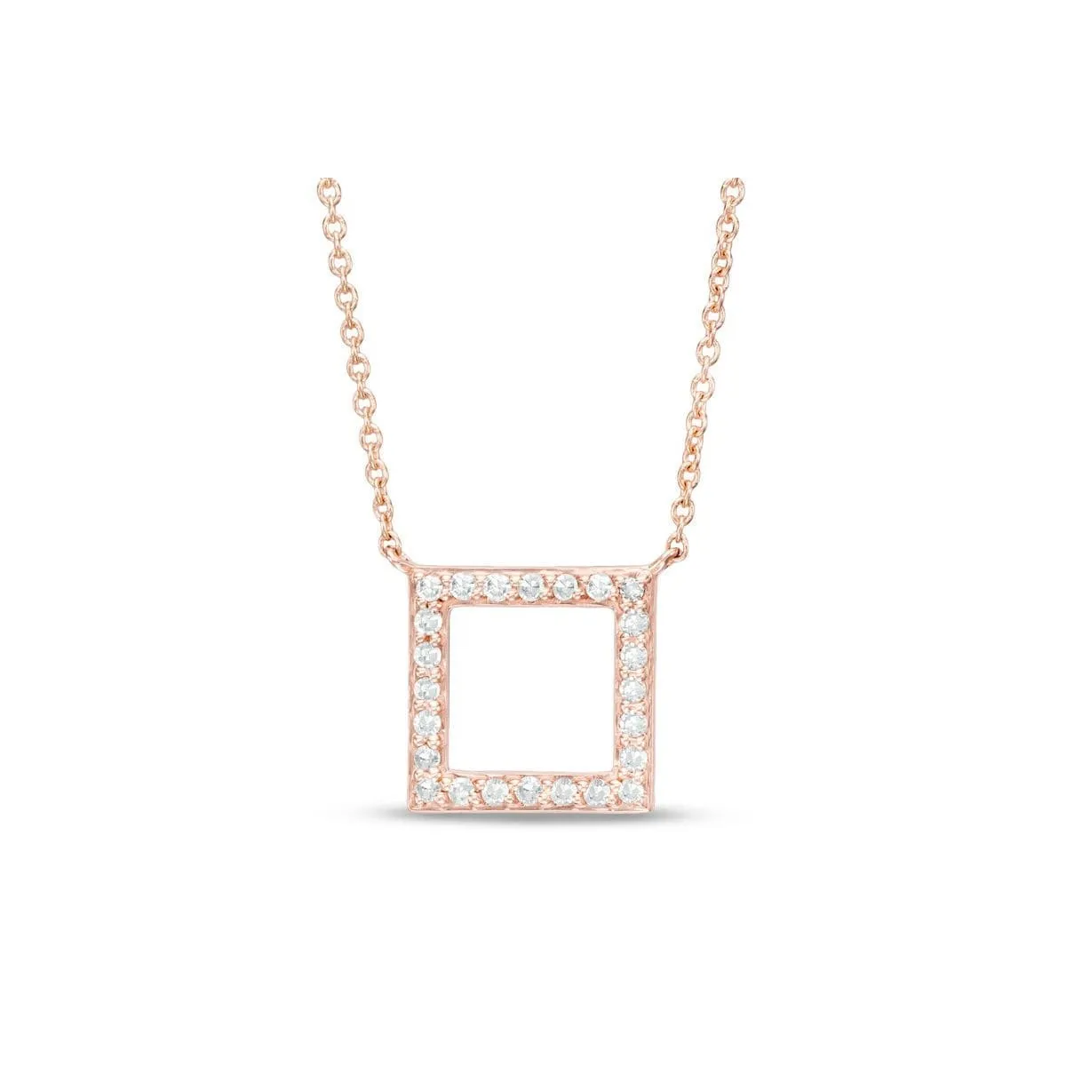 Ciondolo Quadrato in Oro Rosa 18k con Diamanti di 0.50 carati