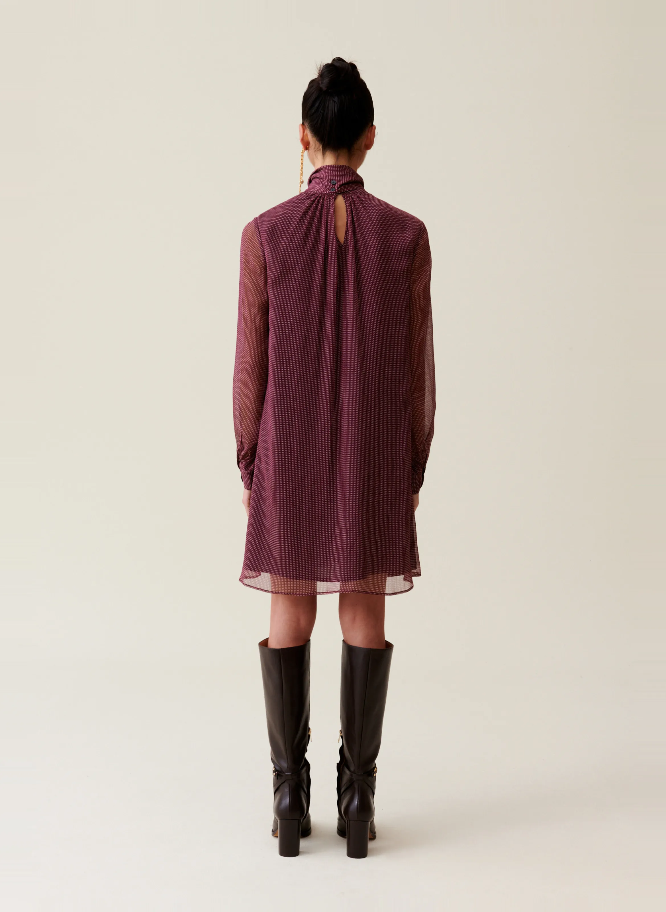  CLAUDIE PIERLOT   Abito corto con collo a fiocco | Rosa