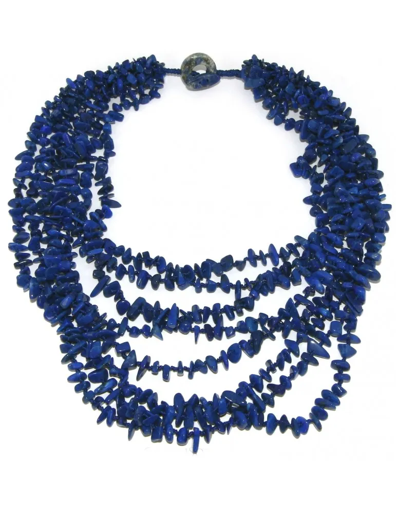 Collana collier cleopatra 8 fili Lapis naturale blu multifilo