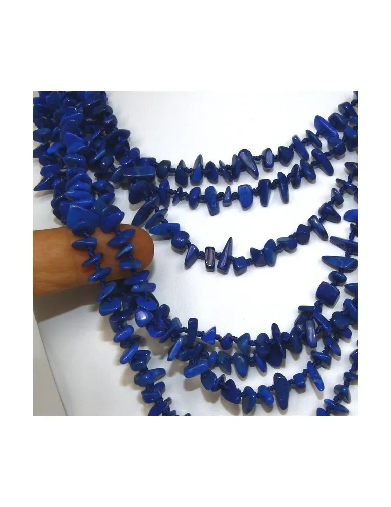 Collana collier cleopatra 8 fili Lapis naturale blu multifilo