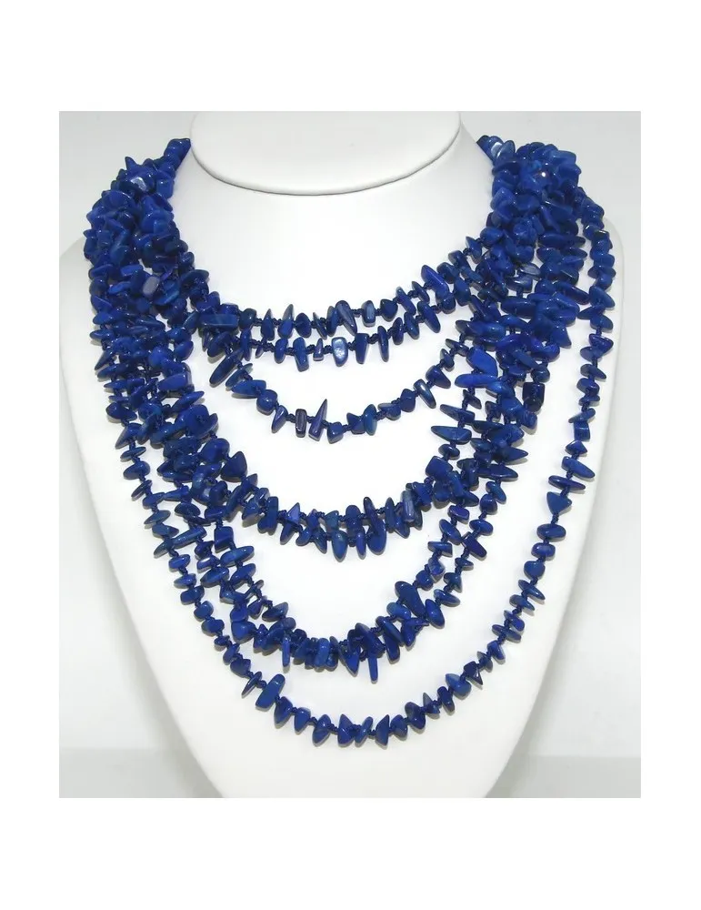 Collana collier cleopatra 8 fili Lapis naturale blu multifilo