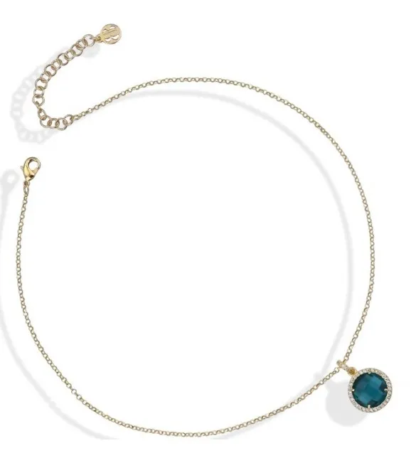 Collana Donna Gioielli Boccadamo Sharada in bronzo placcato oro con cristallo verde tormalina XGR651D
