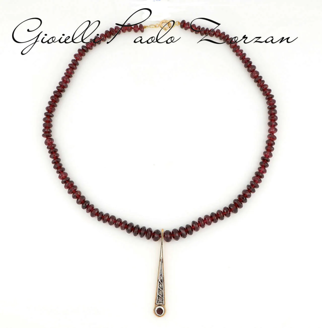 Collana girocollo in oro giallo e granato  CRL13