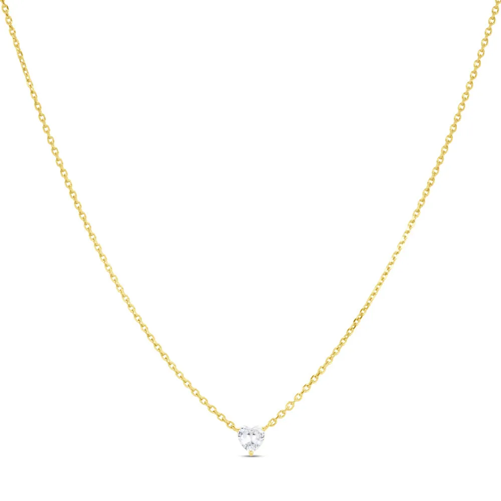 Collana Punto Luce Cuore Claire Oro Giallo 375/1000 Maglia Forzatina Cubic Zirconia Bianco 40 + 2 cm 1427845