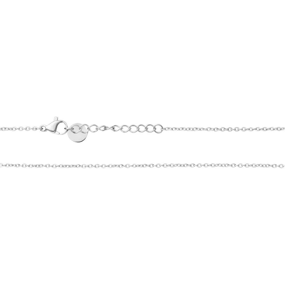 Collana Quadrifoglio Lady Chic Acciaio Bicolore Bianco / Rosa Maglia Rolo Cristallo Bianco 42 + 3 cm 1680343