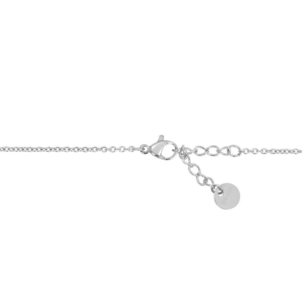 Collana Quadrifoglio Lady Chic Acciaio Bicolore Bianco / Rosa Maglia Rolo Cristallo Bianco 42 + 3 cm 1680343