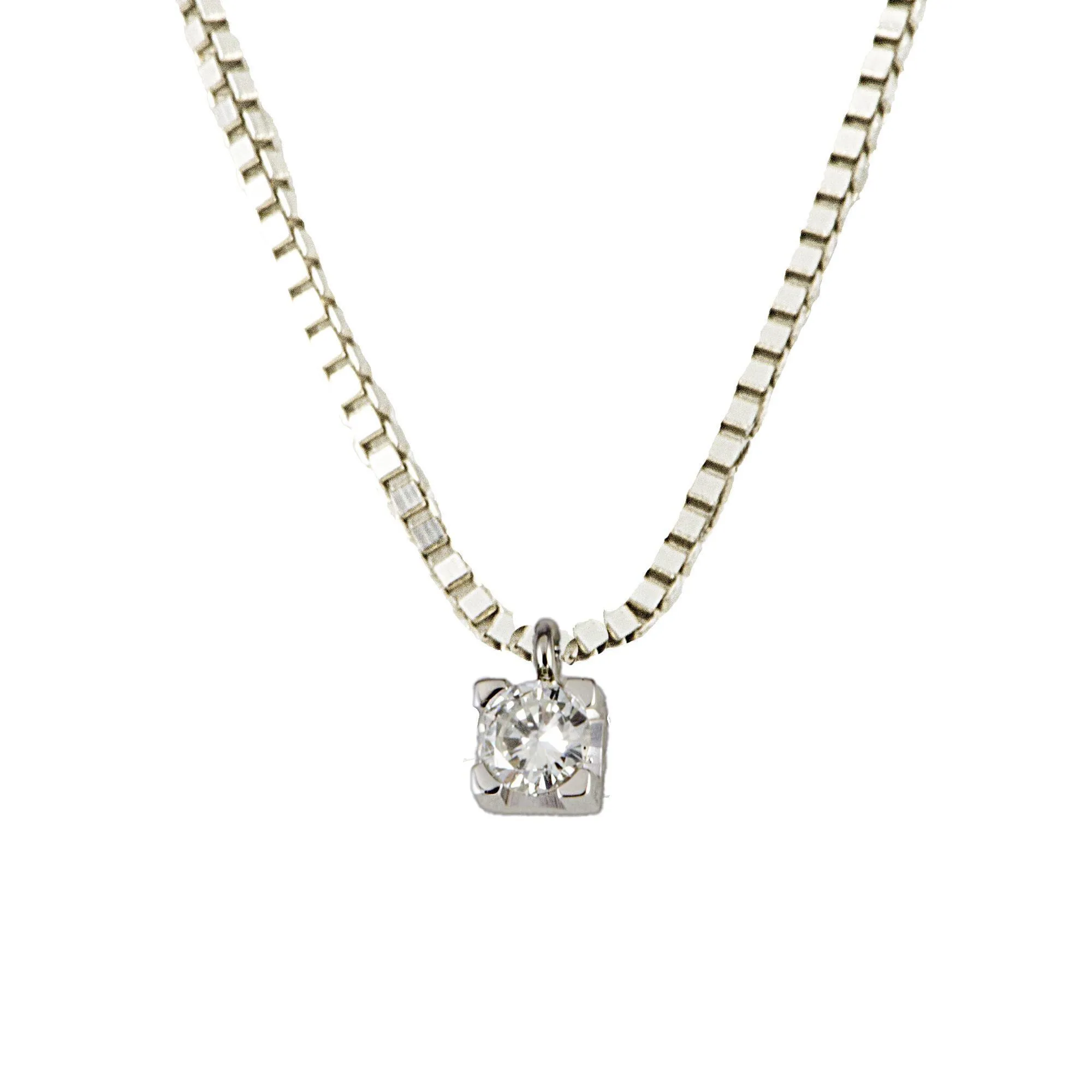 Collier Alfieri & St John in oro bianco e diamante ct 0,25