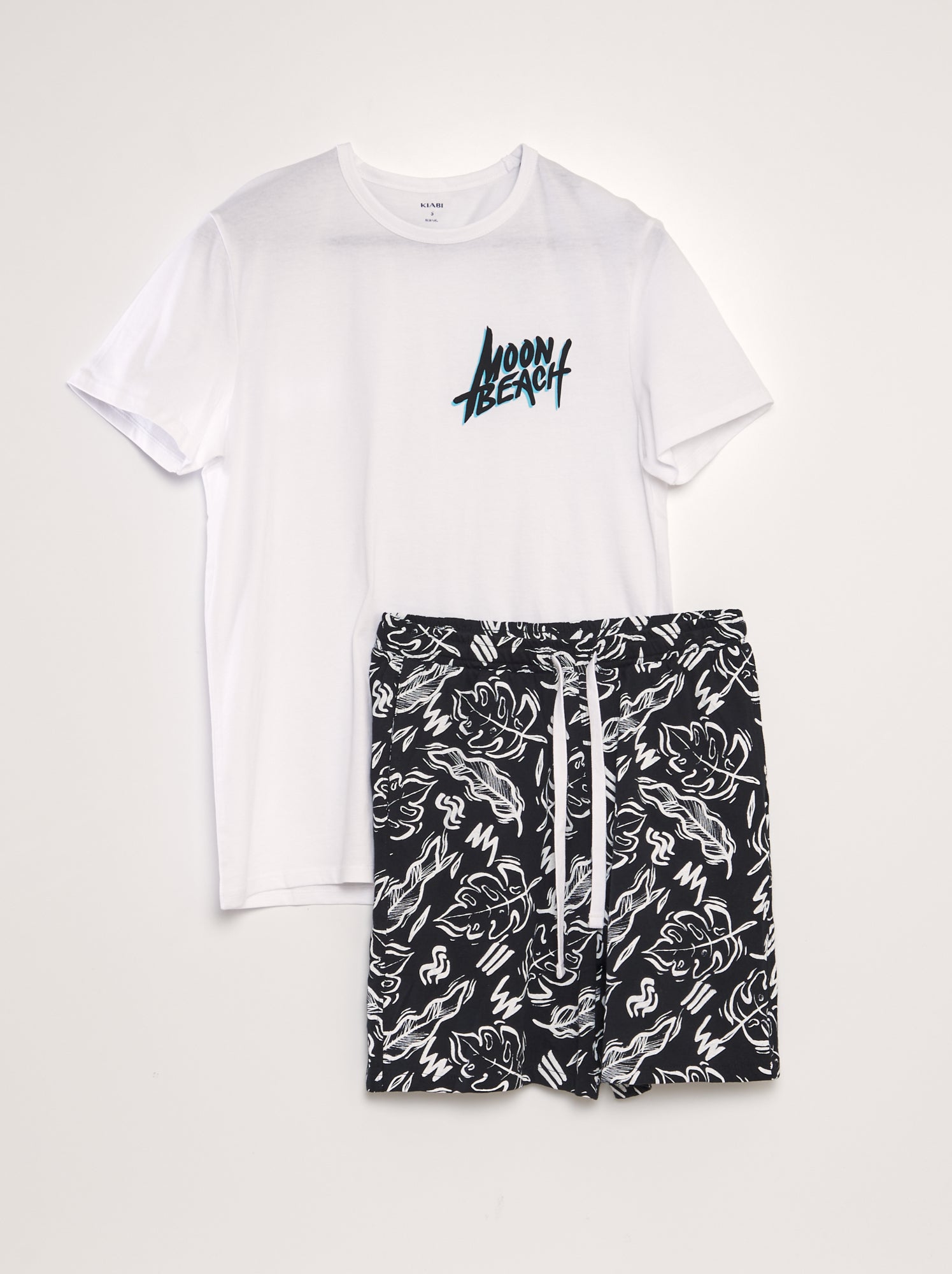 Completo pigiama t-shirt + shorts - 2 pezzi - NERO